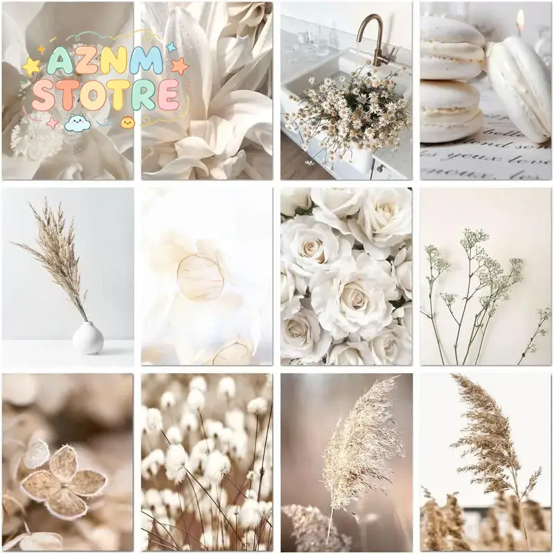Embroidery Canvas - CHENISTORY 5d Diamond Painting White Flowers
