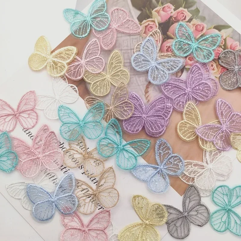 Embroidery Web - 20Pcs/lot 4.5*3.5cm Embroidered Mesh Butterfly Cloth