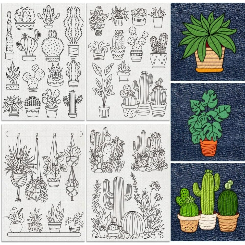 30Pcs Bonsai Cactus Embroidery - огляд і ціна Water Soluble Stabilizer