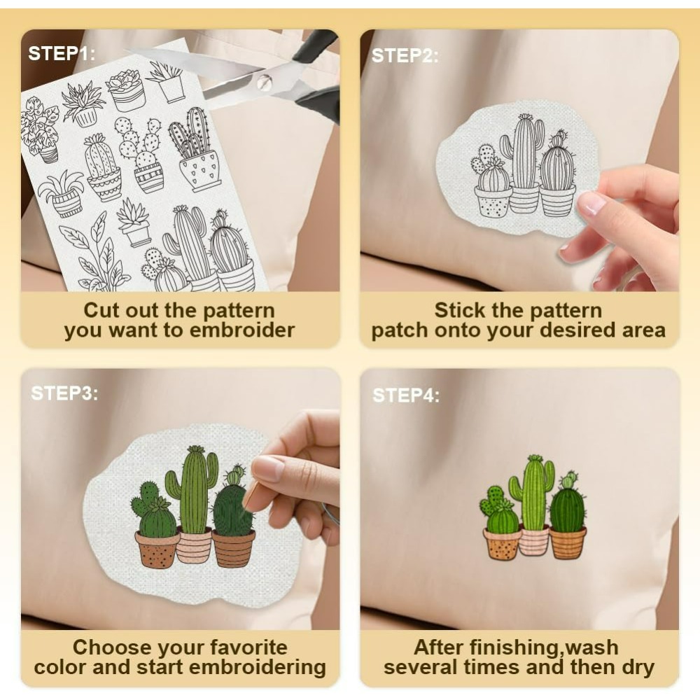 30Pcs Bonsai Cactus Embroidery - огляд і ціна Water Soluble Stabilizer