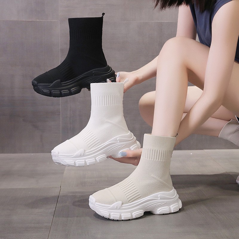 Sock boots women's summer new  - огляд і ціна Embroidery Canvas
