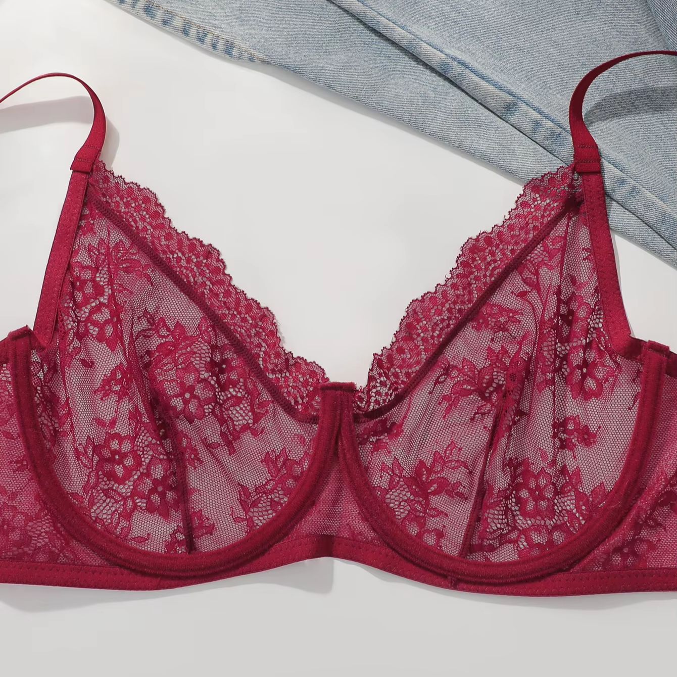 Women Plus Size Red Lace Sheer - огляд і ціна Embroidery Lace