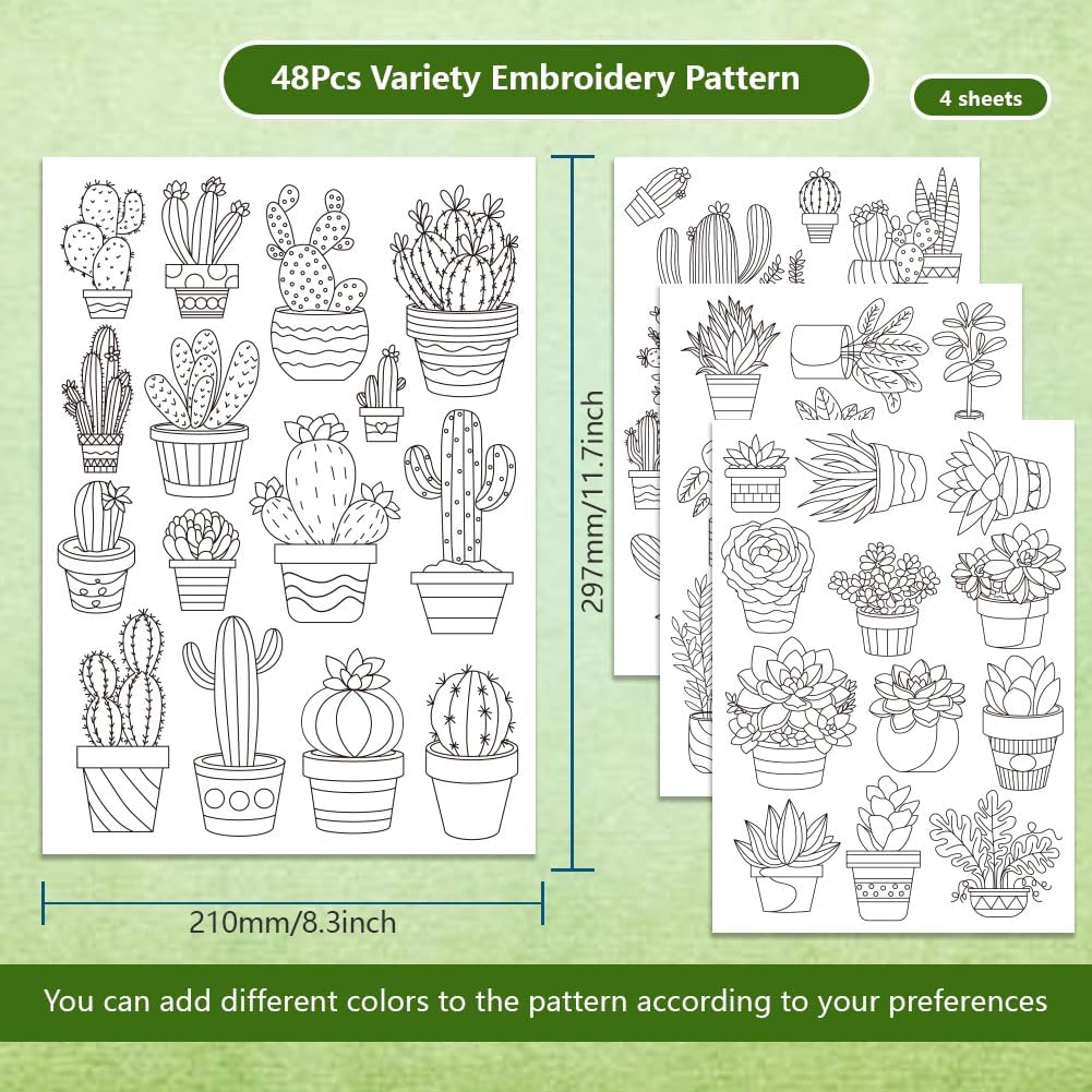 48Pcs Cactus Embroidery Self-A - огляд і ціна Water Soluble Stabilizer