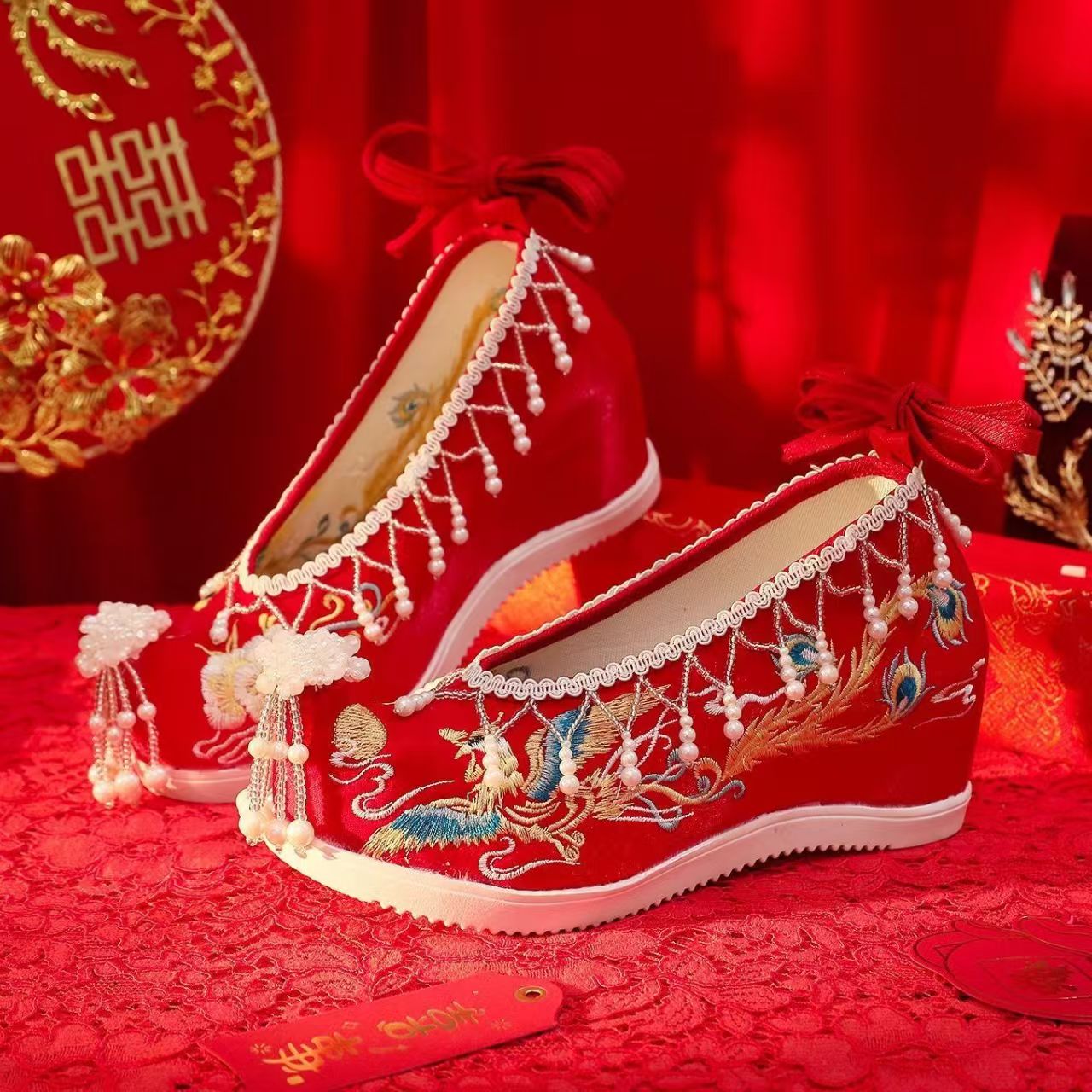 Women New Red Embroidered Wedd - огляд і ціна Embroidery Canvas