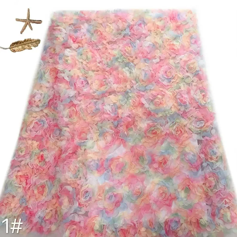 3d chiffon rose flower lace fa - огляд і ціна Embroidery Roses
