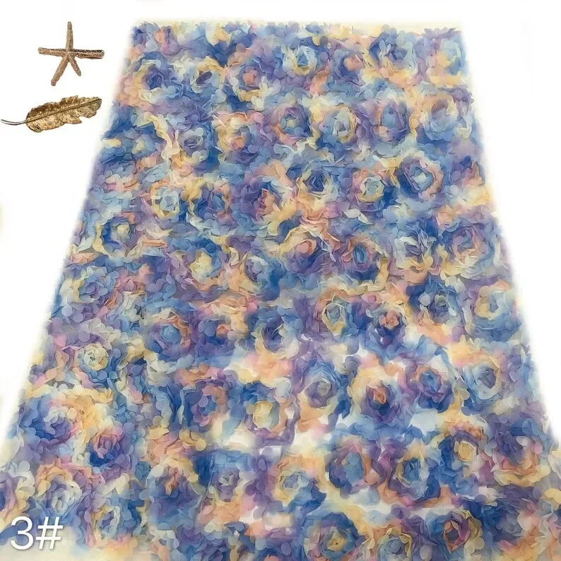 3d chiffon rose flower lace fa - огляд і ціна Embroidery Roses