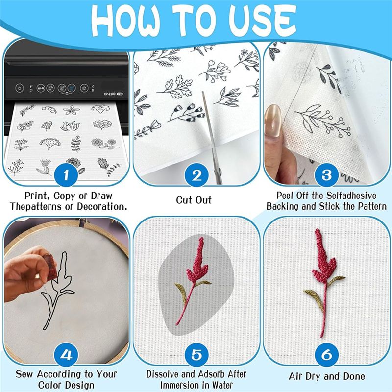 LIKE WISH 15PCS A4 Water-Solub - огляд і ціна Water Soluble Stabilizer