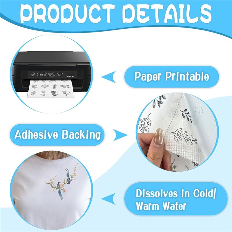 LIKE WISH 15PCS A4 Water-Solub - огляд і ціна Water Soluble Stabilizer