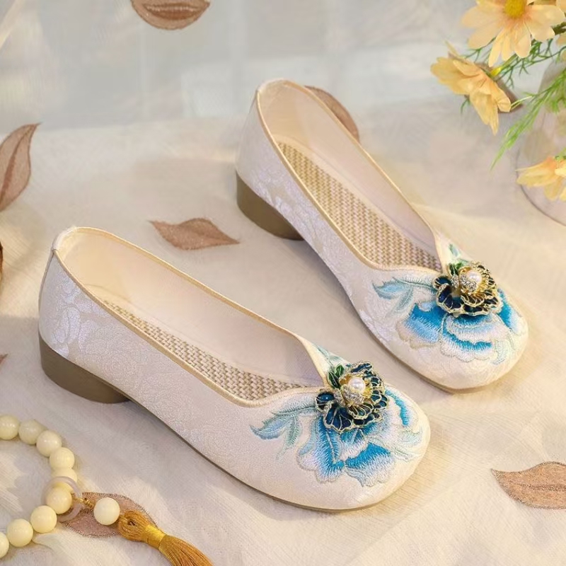 Woman Low Heel Embroidered Clo - огляд і ціна Embroidery Canvas