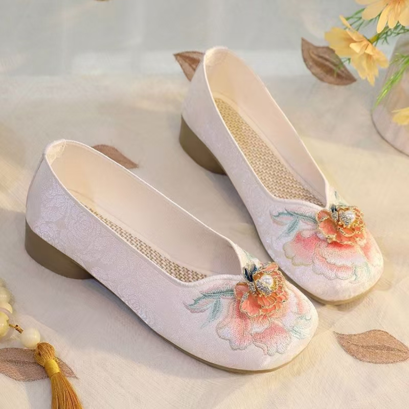 Woman Low Heel Embroidered Clo - огляд і ціна Embroidery Canvas