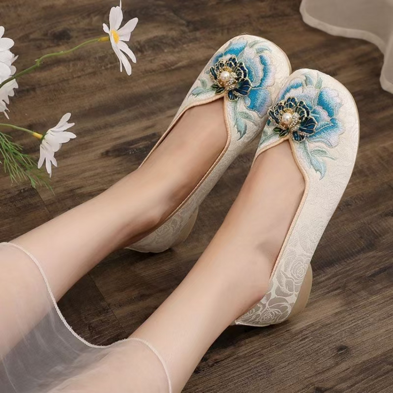 Woman Low Heel Embroidered Clo - огляд і ціна Embroidery Canvas