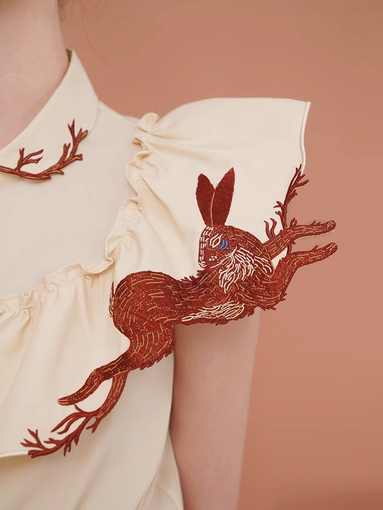 Rabbit Embroidered Shirt for W - огляд і ціна Embroidery Rabbit